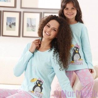 anne kız penye pijama modeli