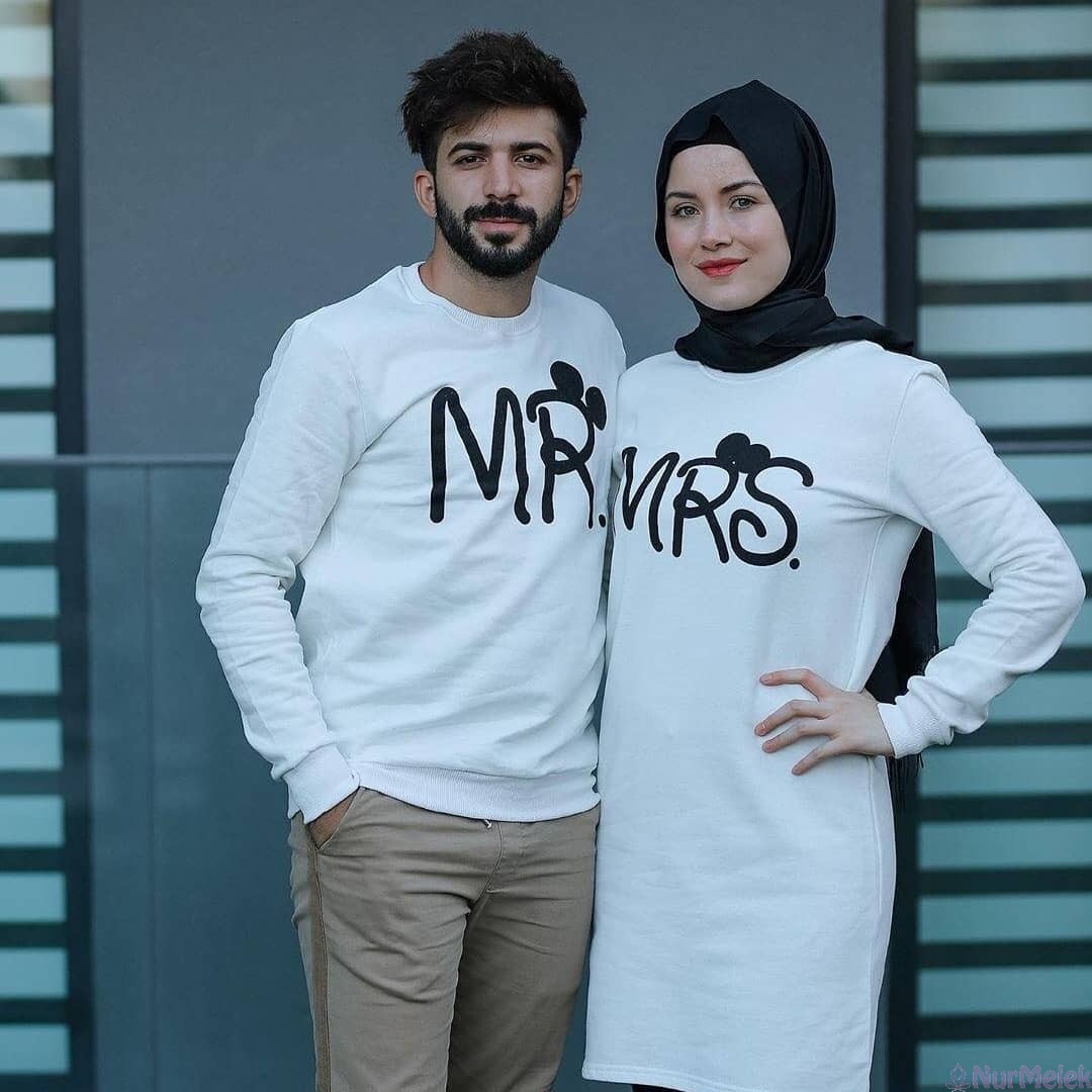 Bay Bayan Beyaz Tesettür Sevgili Kombini