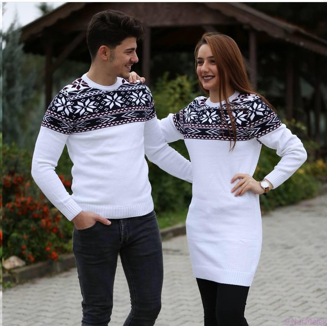 Beyaz Kazak Tesettür Sevgili Kombini