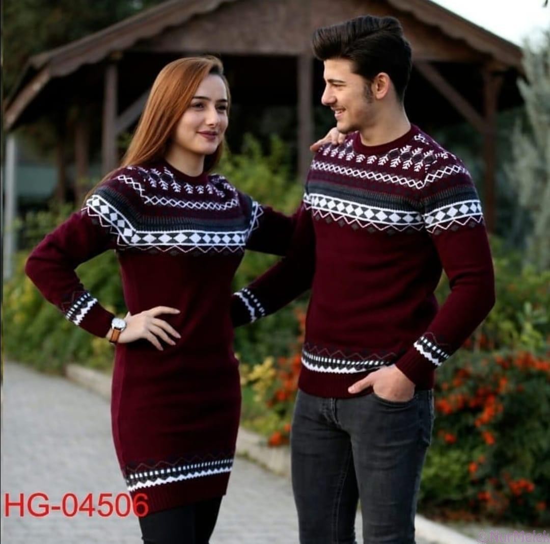 Bordo Kazak Tesettür Çift Kombini