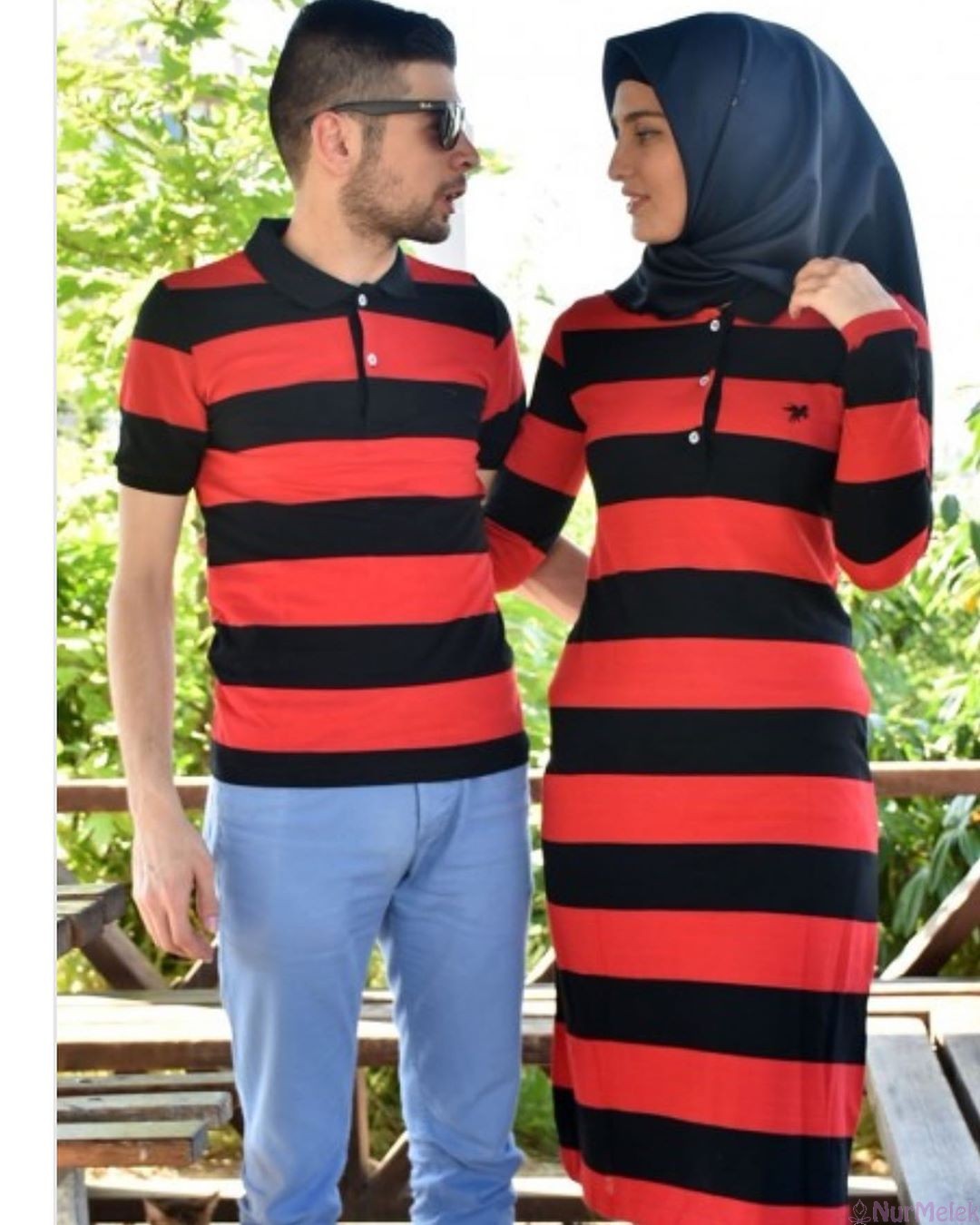 Çizgili Tesettür Sevgili Kombini