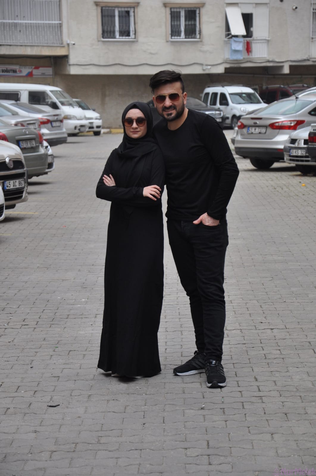 Düz Siyah Uzun Tesettür Çift Kombini