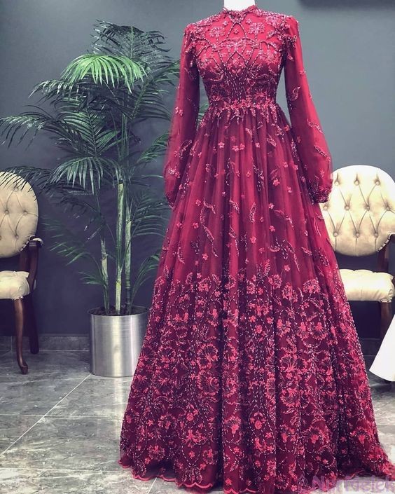 kayınvalide bordo tesettür abiye