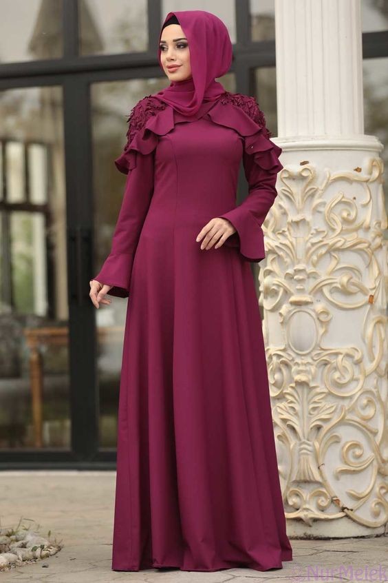 mürdüm şal abiye kombini