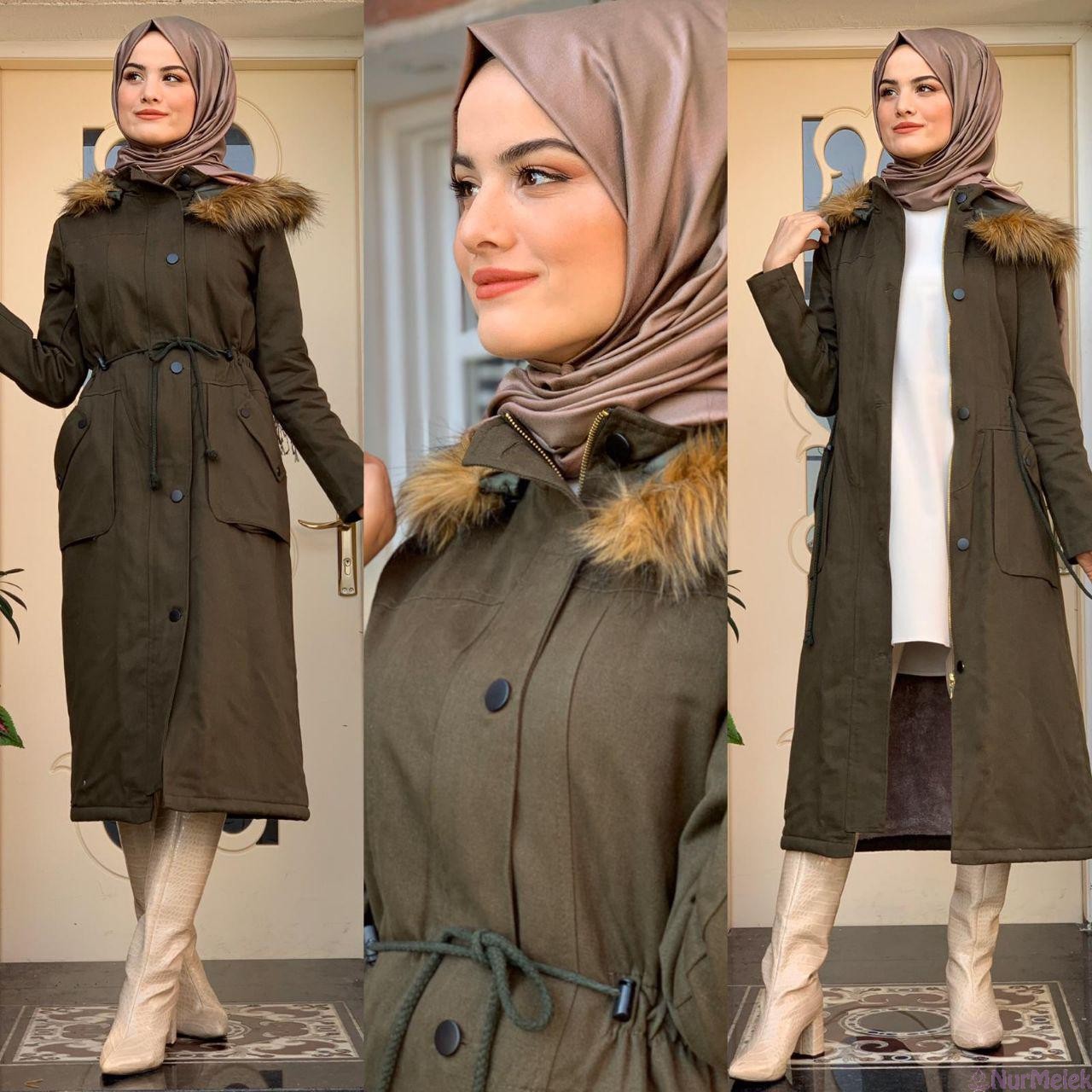 büyük beden tesettür orta boy parka