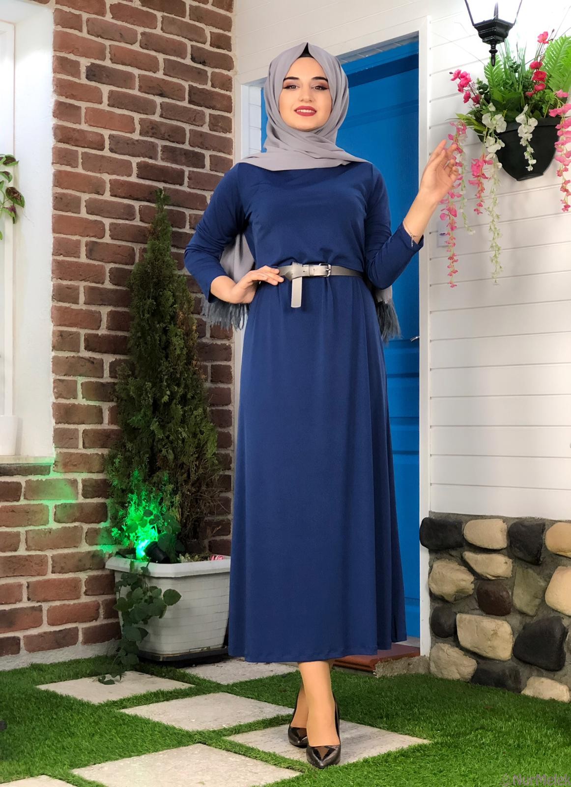 büyük beden tesettür sandy elbise 2021