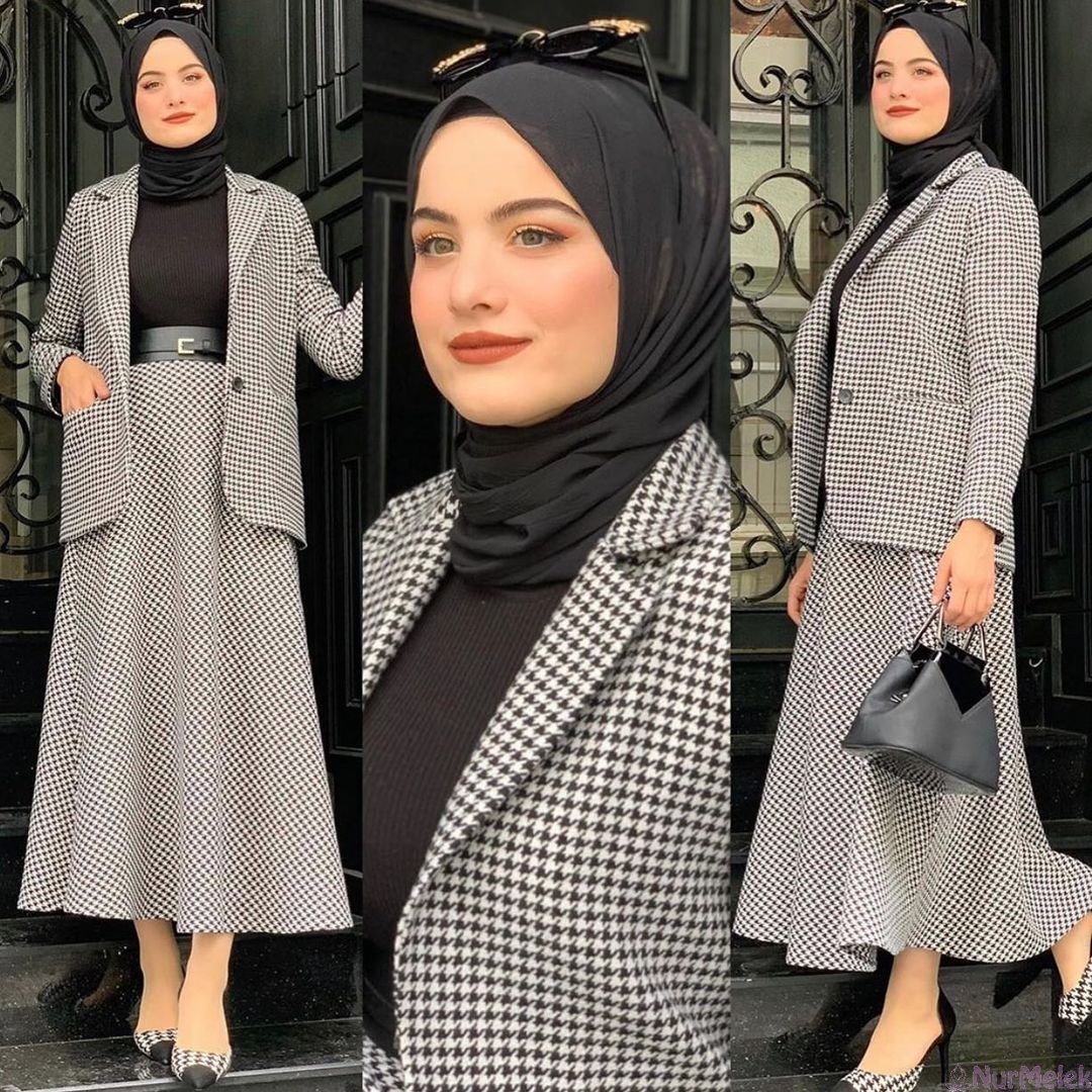 ekose klasik tesettür takım kışlık