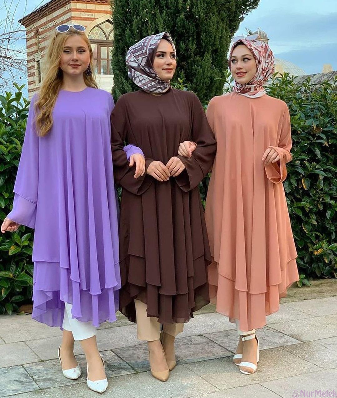 genç tesettür şifon tunik kombini