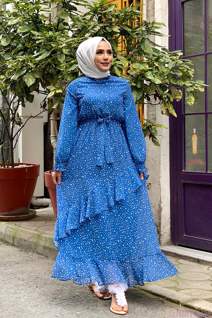 indigor mavi yazlık tesettür elbise