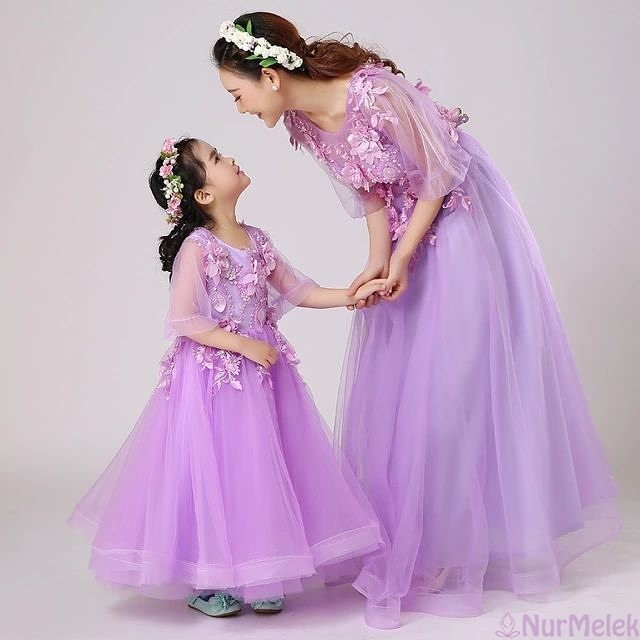 anne kız lila renk elbise kombini 2022