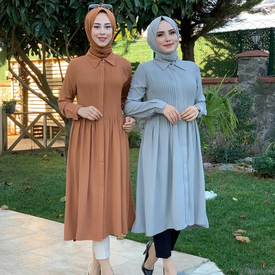 plise detaylı tunik pantolon kombini