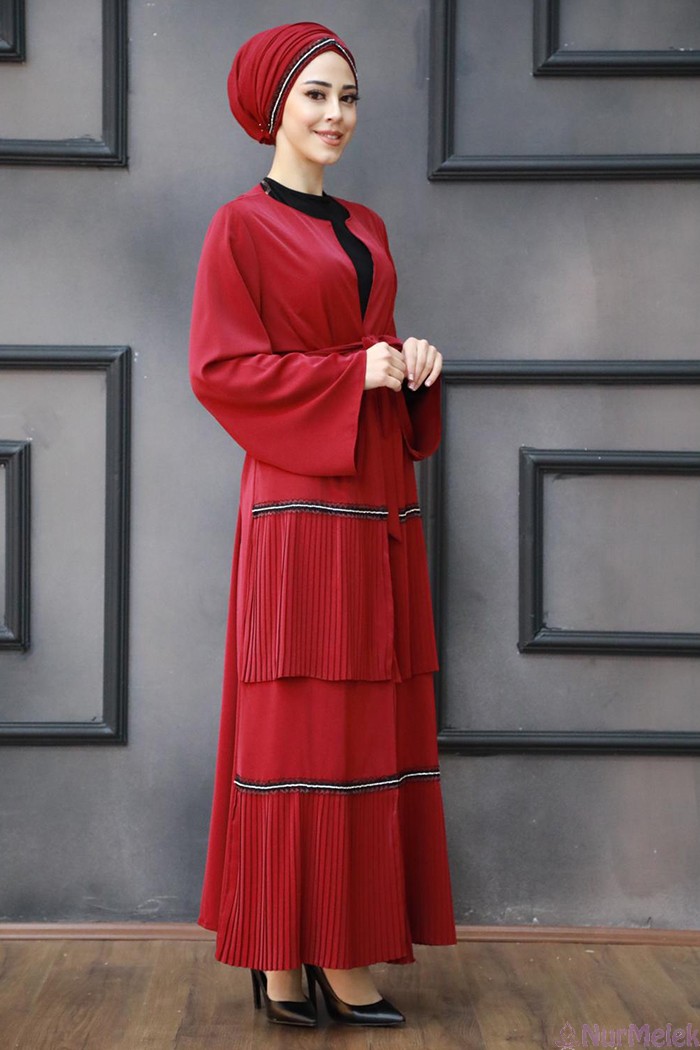 tesettür sünnet annesi bordo abaya 2022