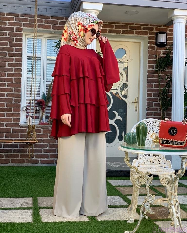 bordo kat kat tunik bol paça pantolon kombin