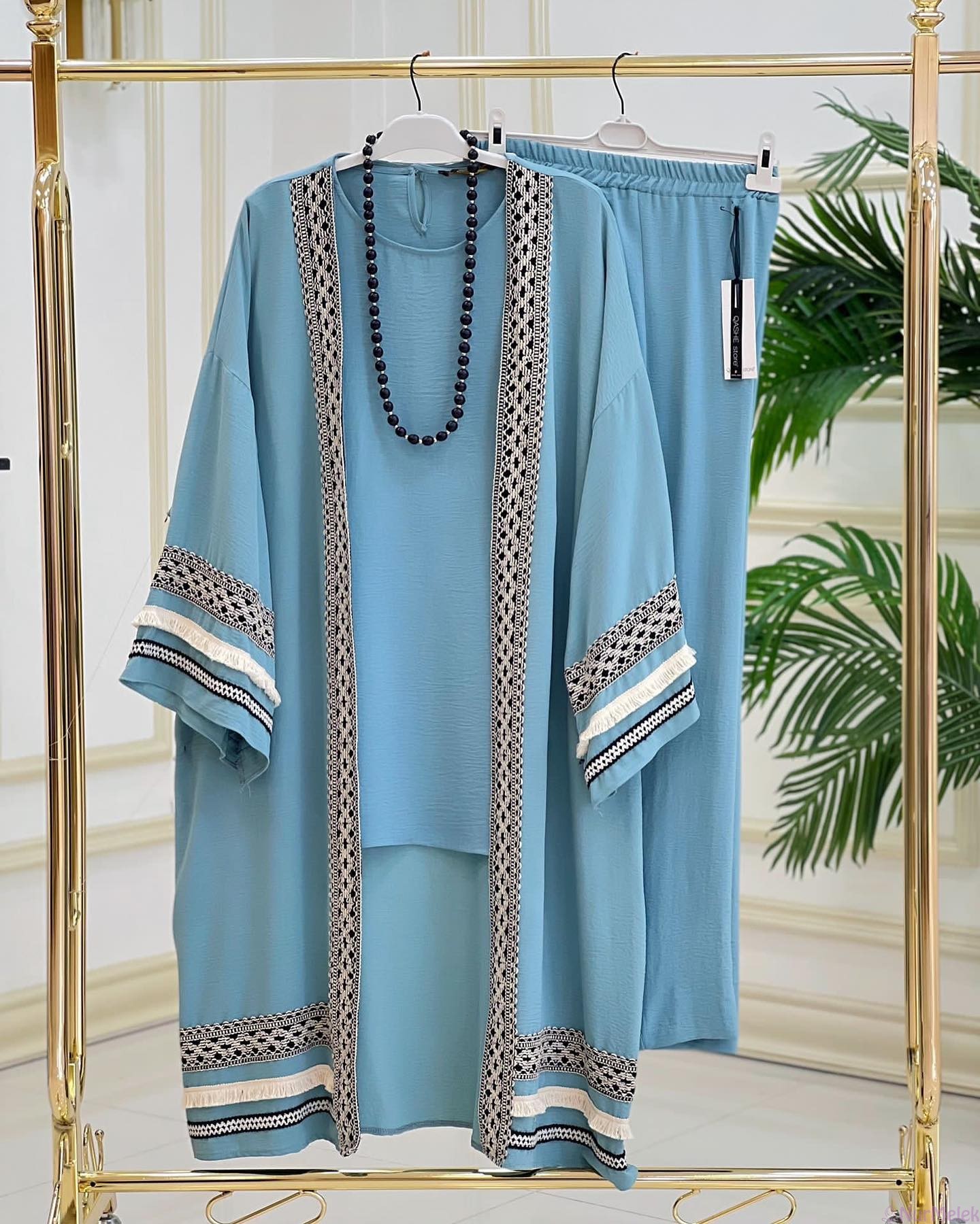 soft mavi kimono takım
