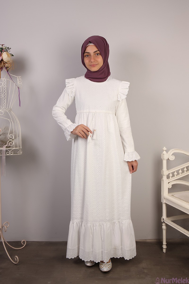 15-17 yaş tesettür beyaz elbise