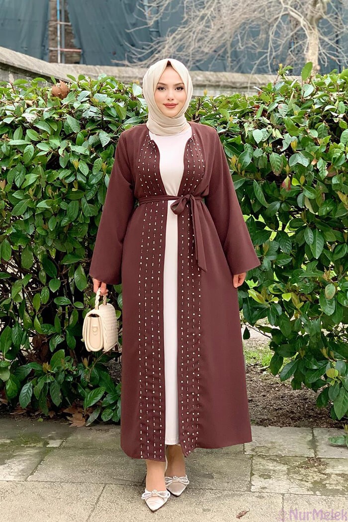 taş işlemeli abaya 2023