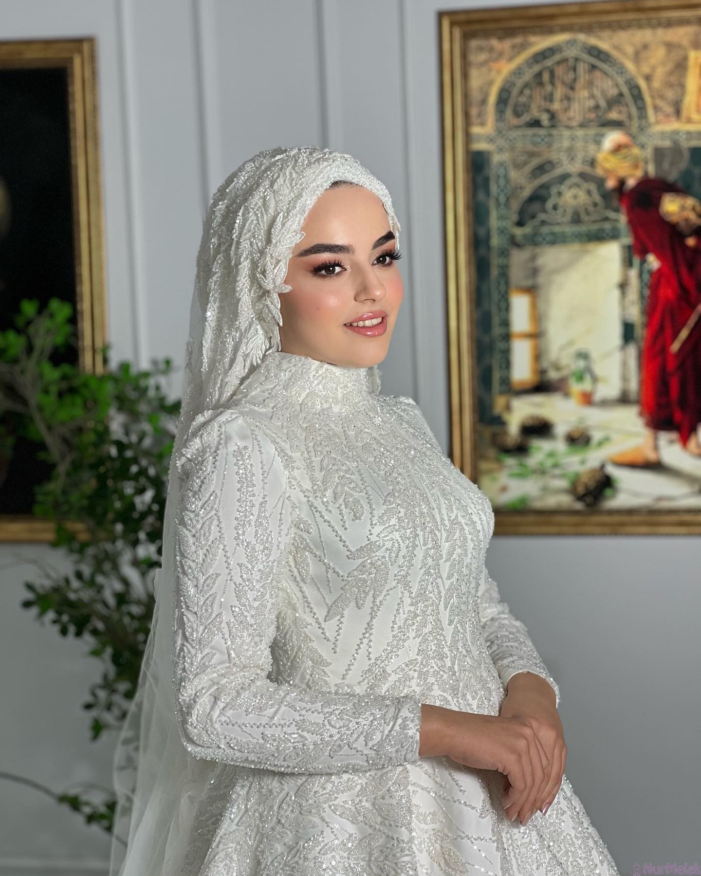 beyaz nikah türban tasarımı