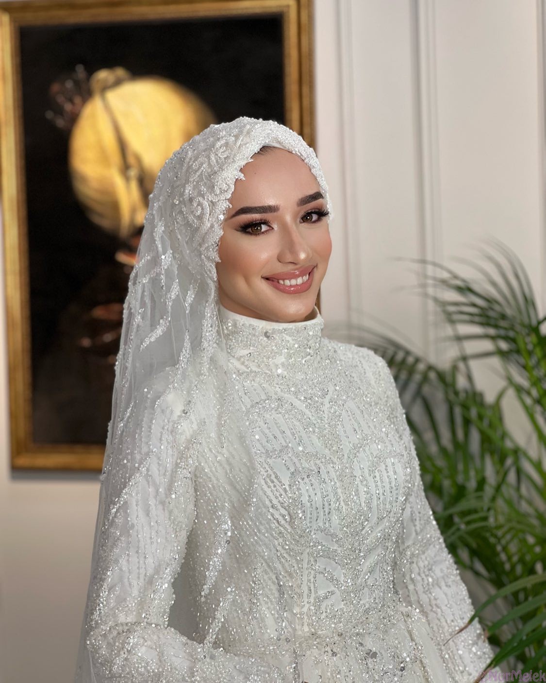 sade modern nikah türban tasarımı