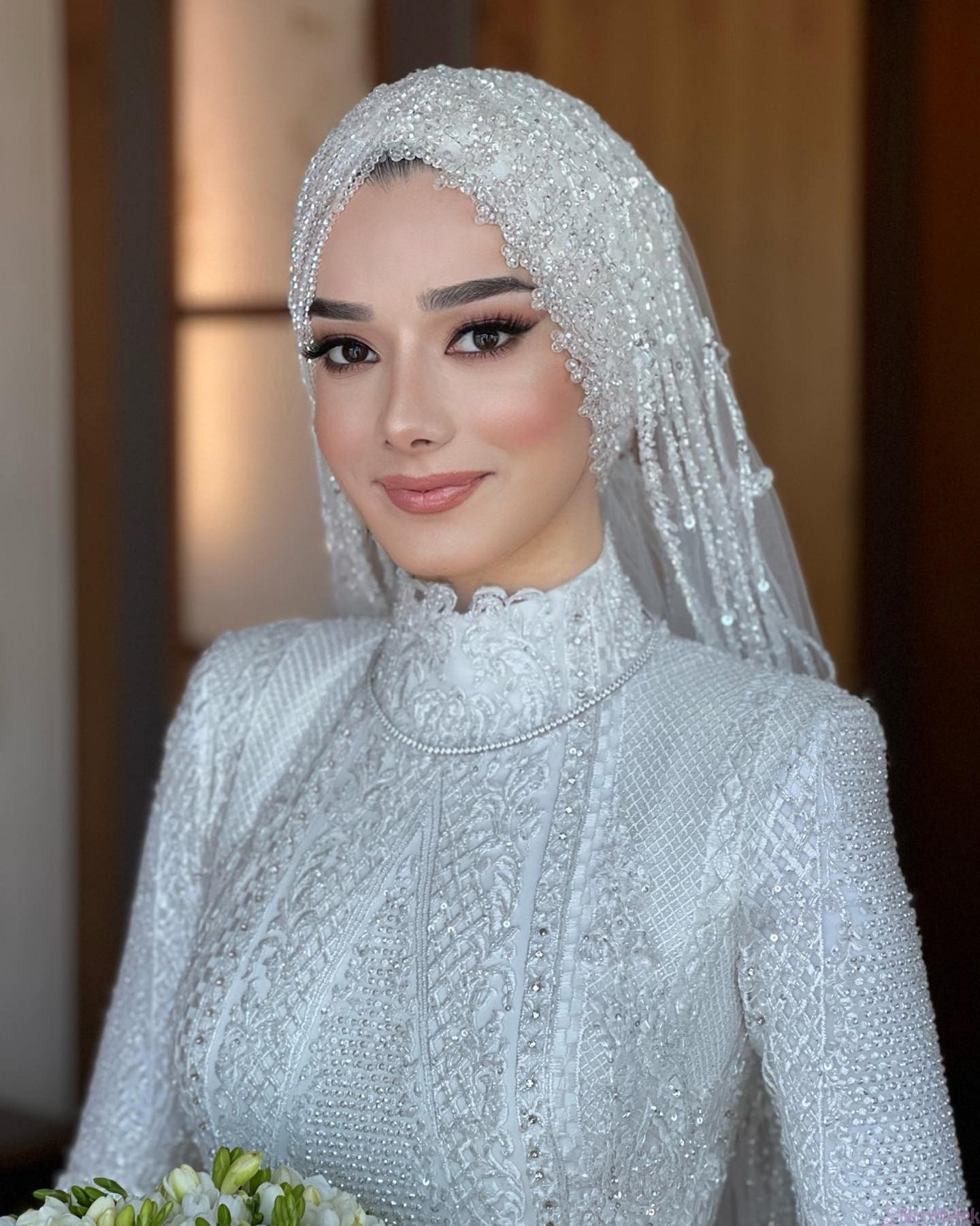 taşlı nikah türban tasarımı