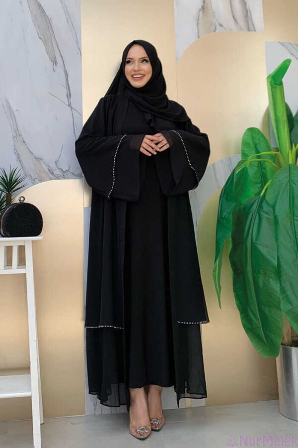 taşlı şifon abaya 2024