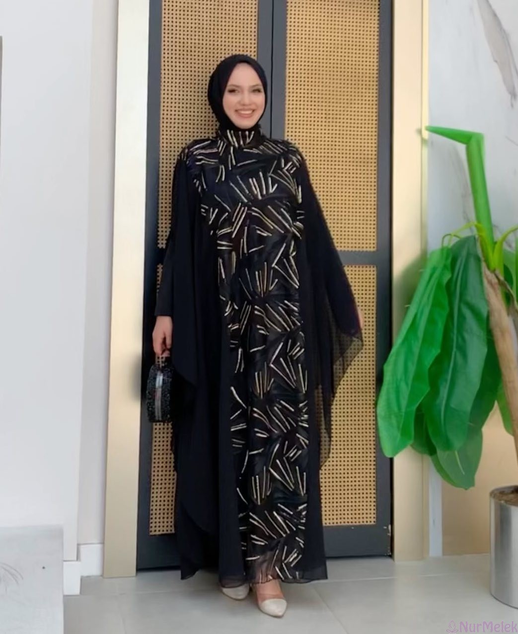 anne tesettür payetli abaya