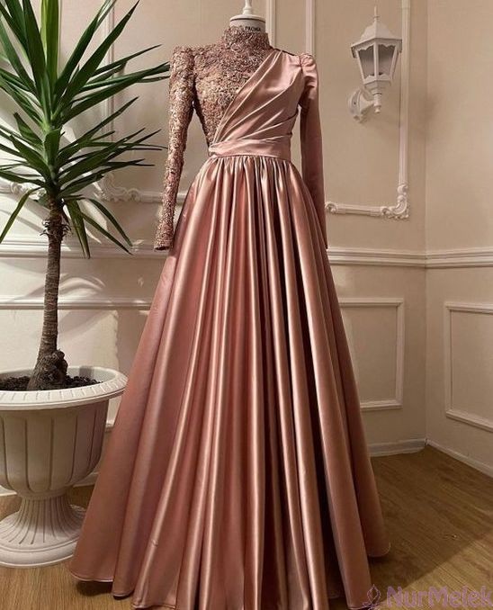 rose gold tesettür abiye