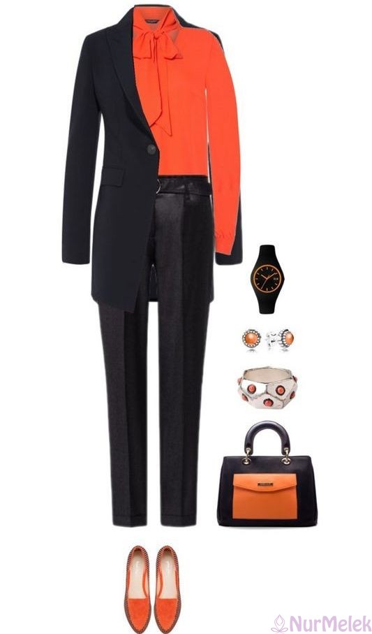 turuncu gömlek siyah ceket pantolon kombin