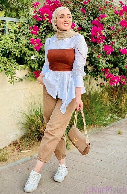 günlük crop tesettür kombini