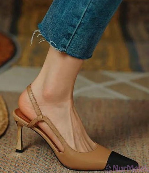 klasik sivri burunlu topuklu kadın ofis ayakkabısı