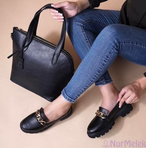 siyah modern bayan loafer