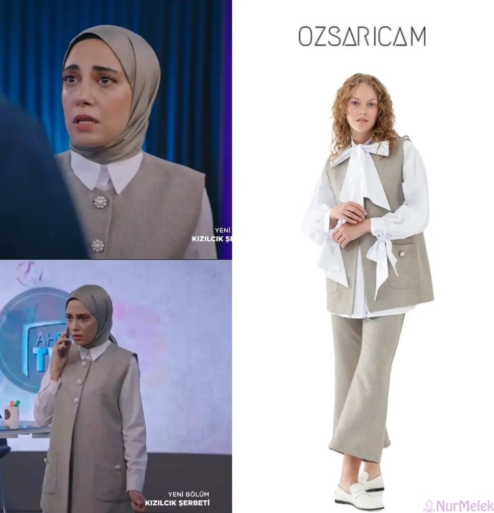 kızılcık şerbeti nursema gri yelek pantolon