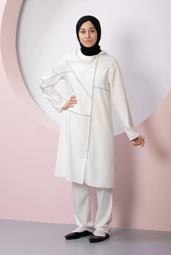 siyah bebe yaka 12 13 yaş günlük tesettür çocuk tunik