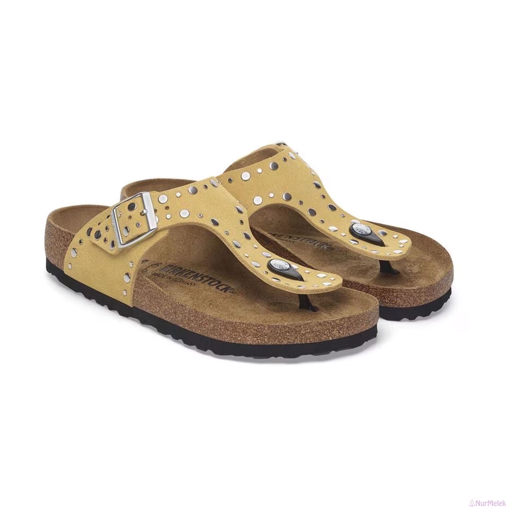 deri sarı parmak arası Birkenstock kadın terlik 2025