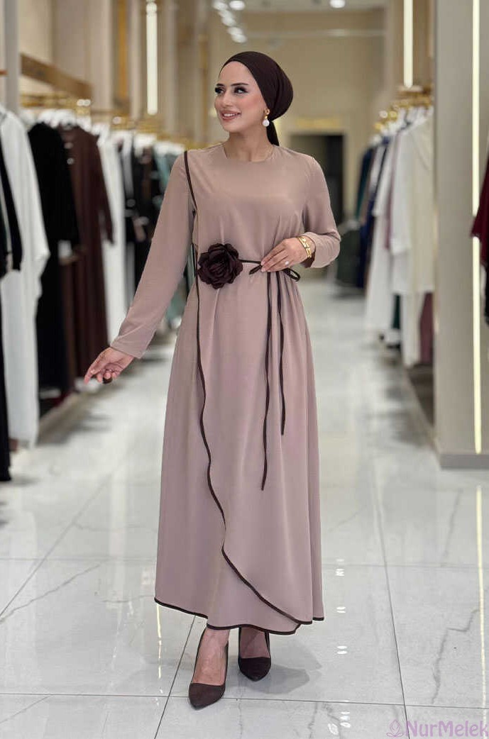 gül detaylı mezun öğrenci annesi tesettür elbise modeli