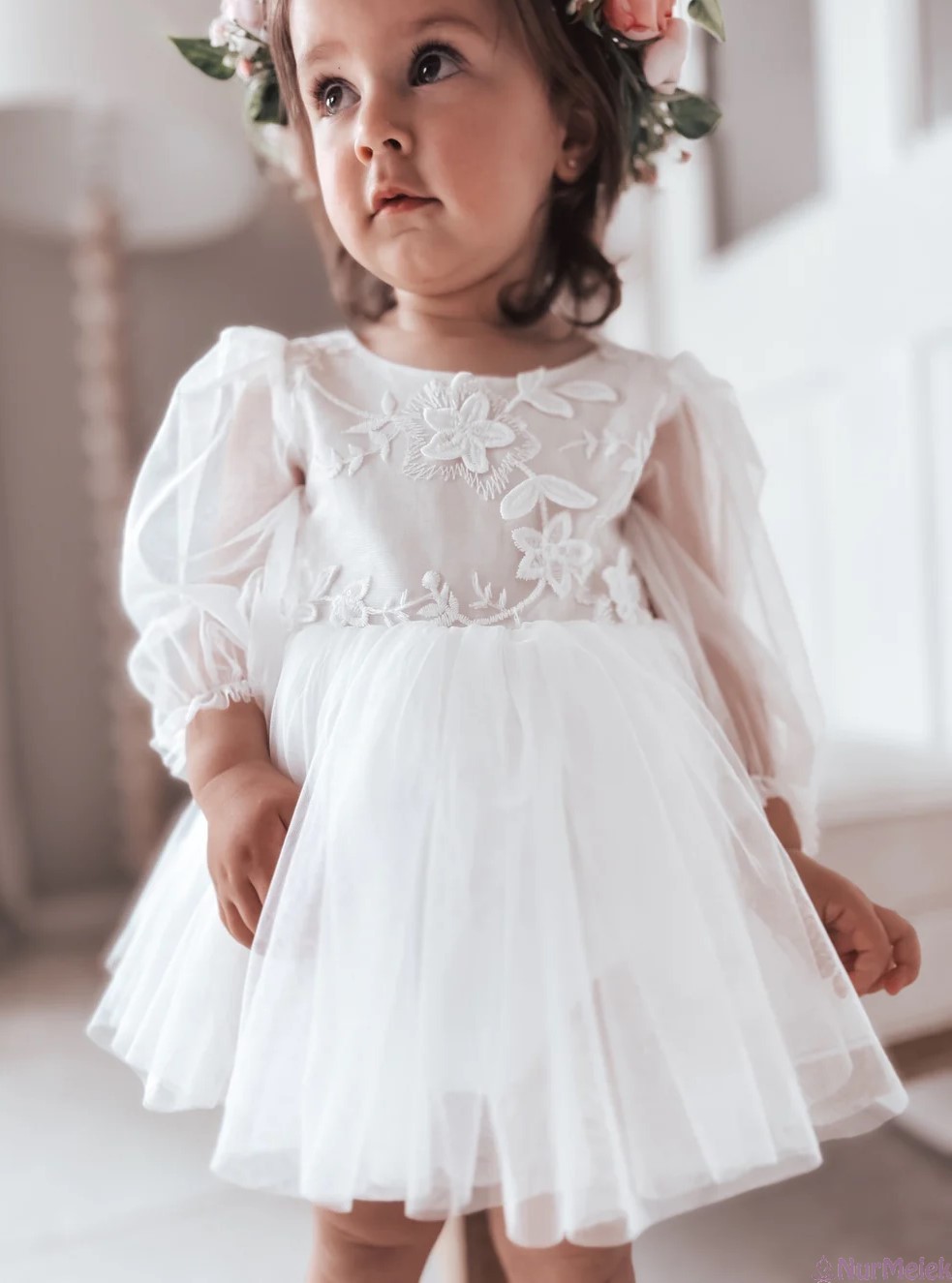 düğünlük kabarık kısa bebek elbisesi
