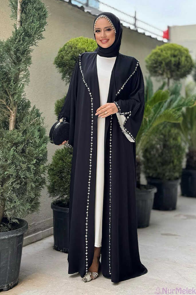taş detaylı davetlik tesettür abaya 2026