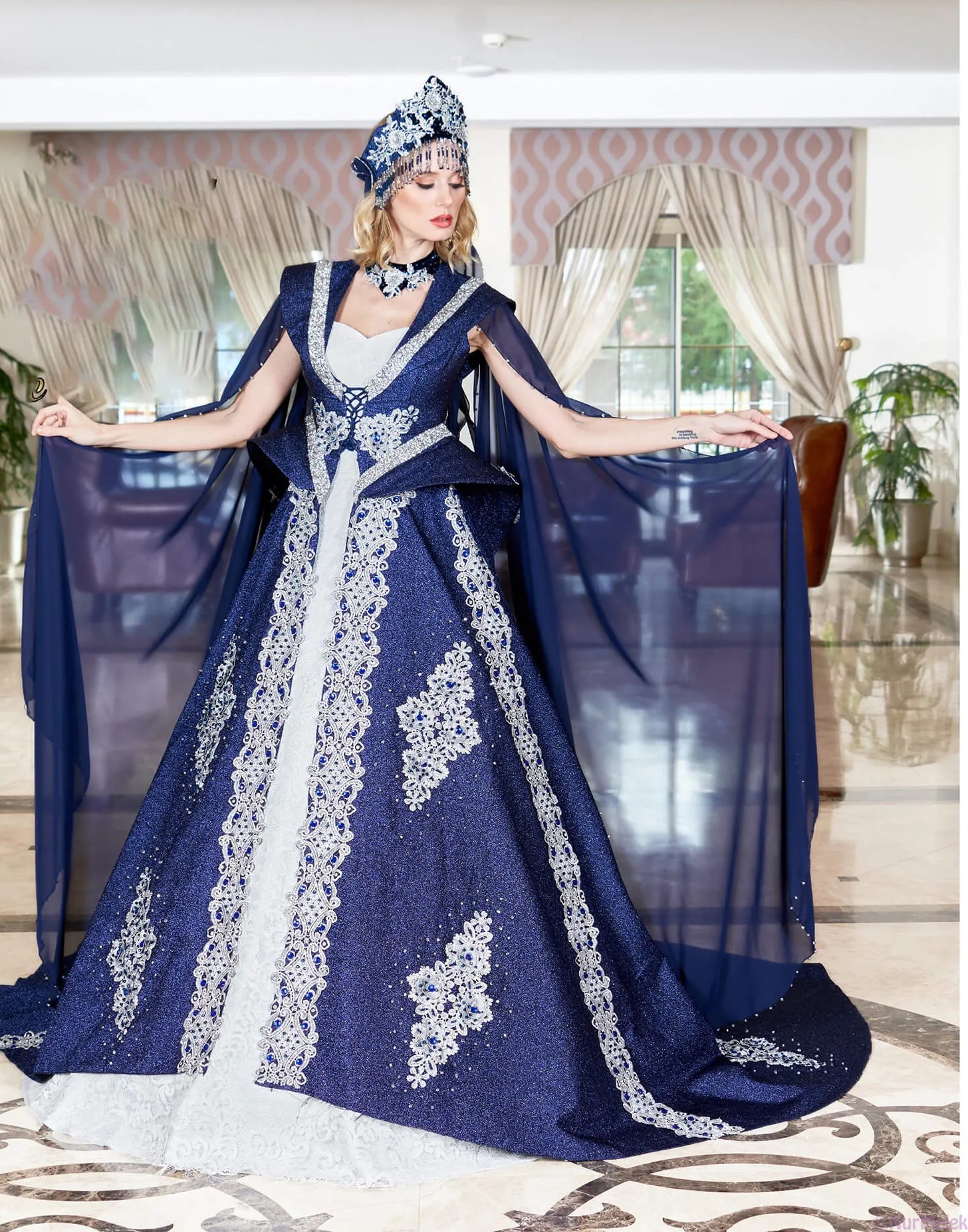 pelerinli lacivert kaftan bindallı 2026