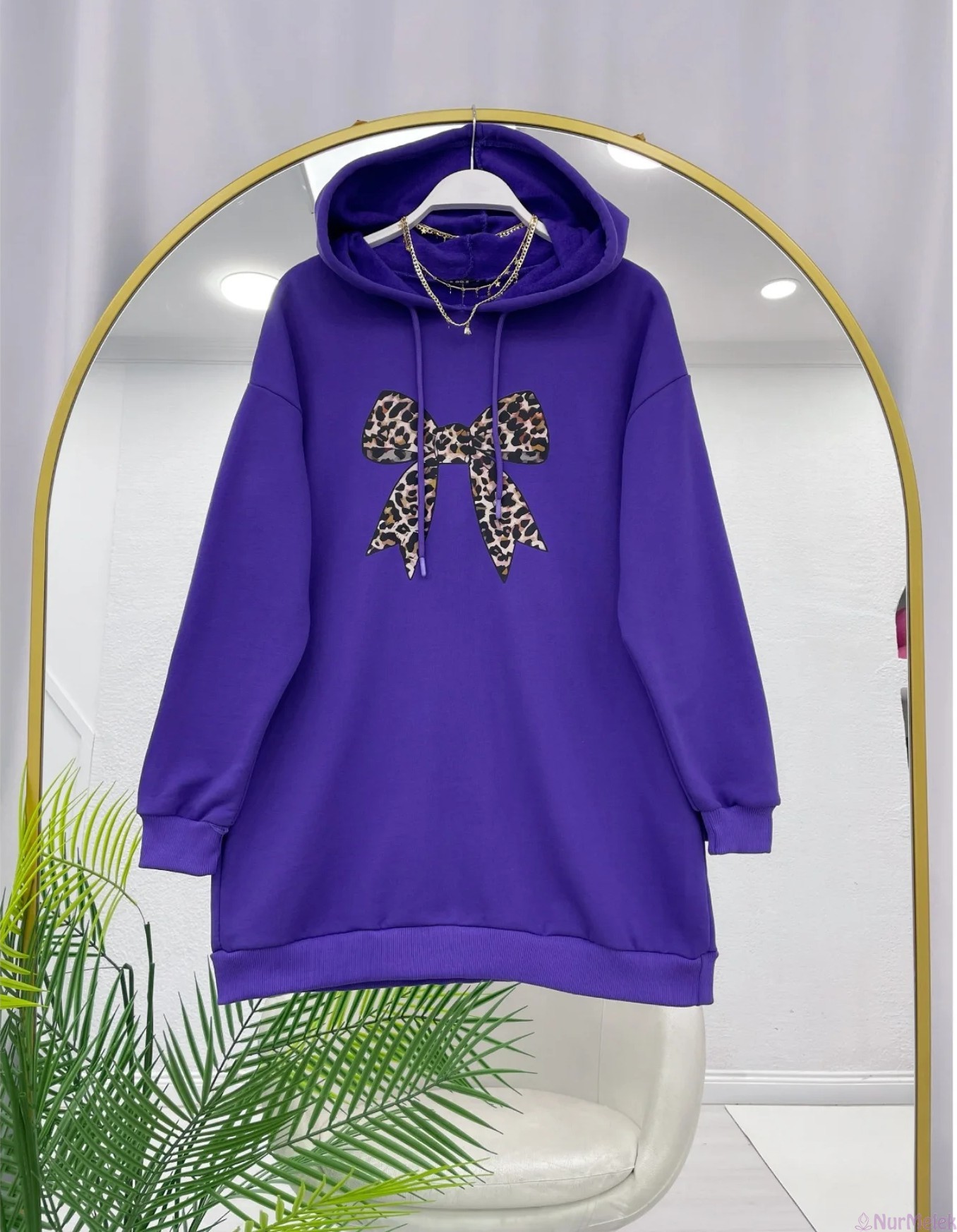 kurdela desenli kapşonlu tesettür sweat 2026