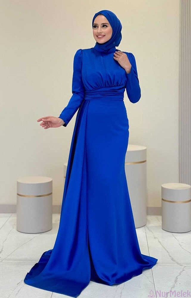 kuyruklu balık kesim mavi tesettür abiye 2026