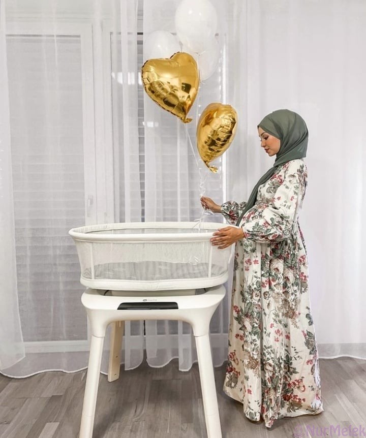 tesettür hamile çiçekli elbise 2026