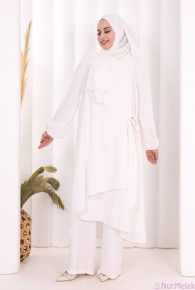 broş detaylı tunik pantolon hac umre takımı
