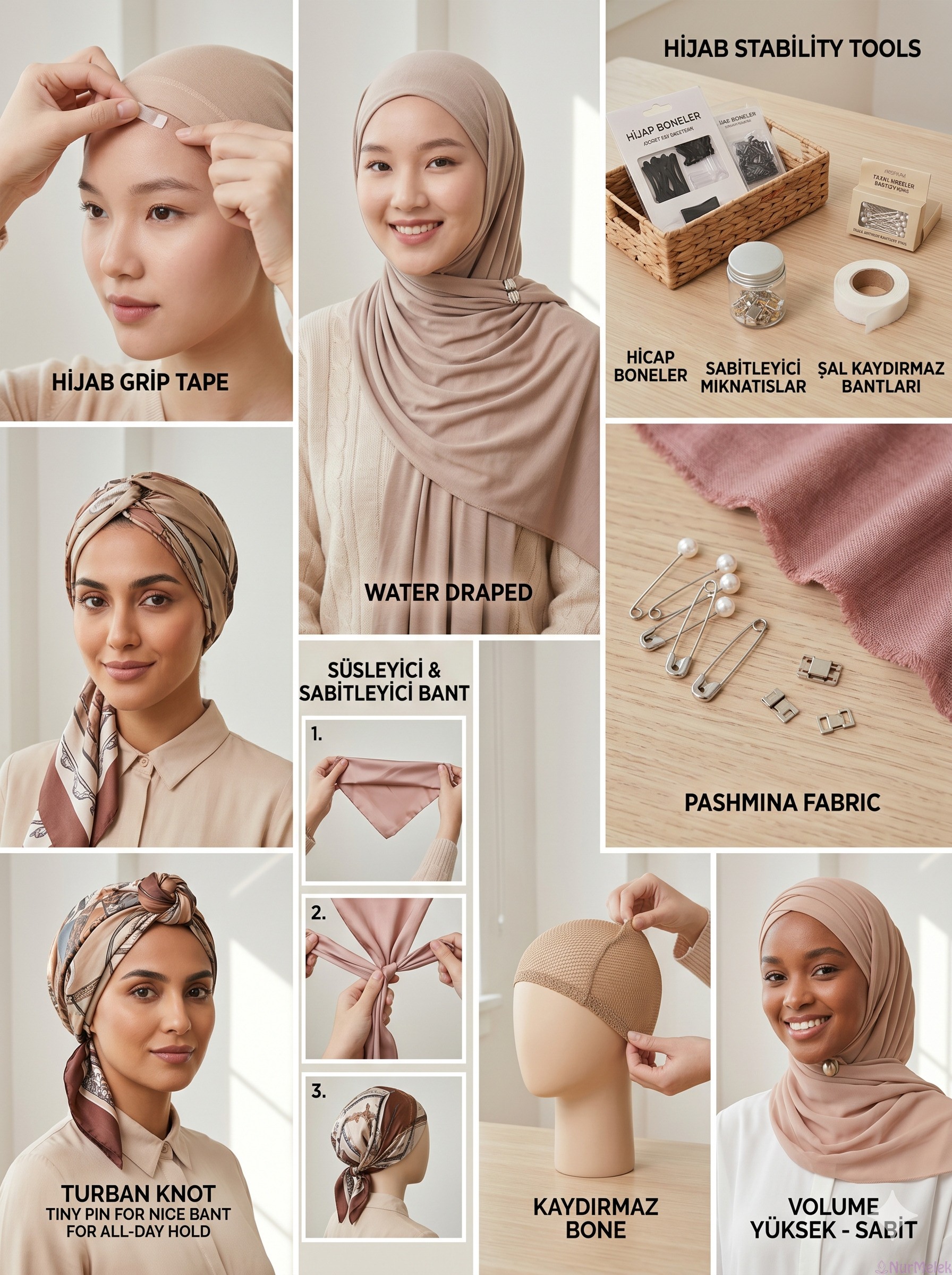 kaydırmaz bone ve şal bandı kullanımı