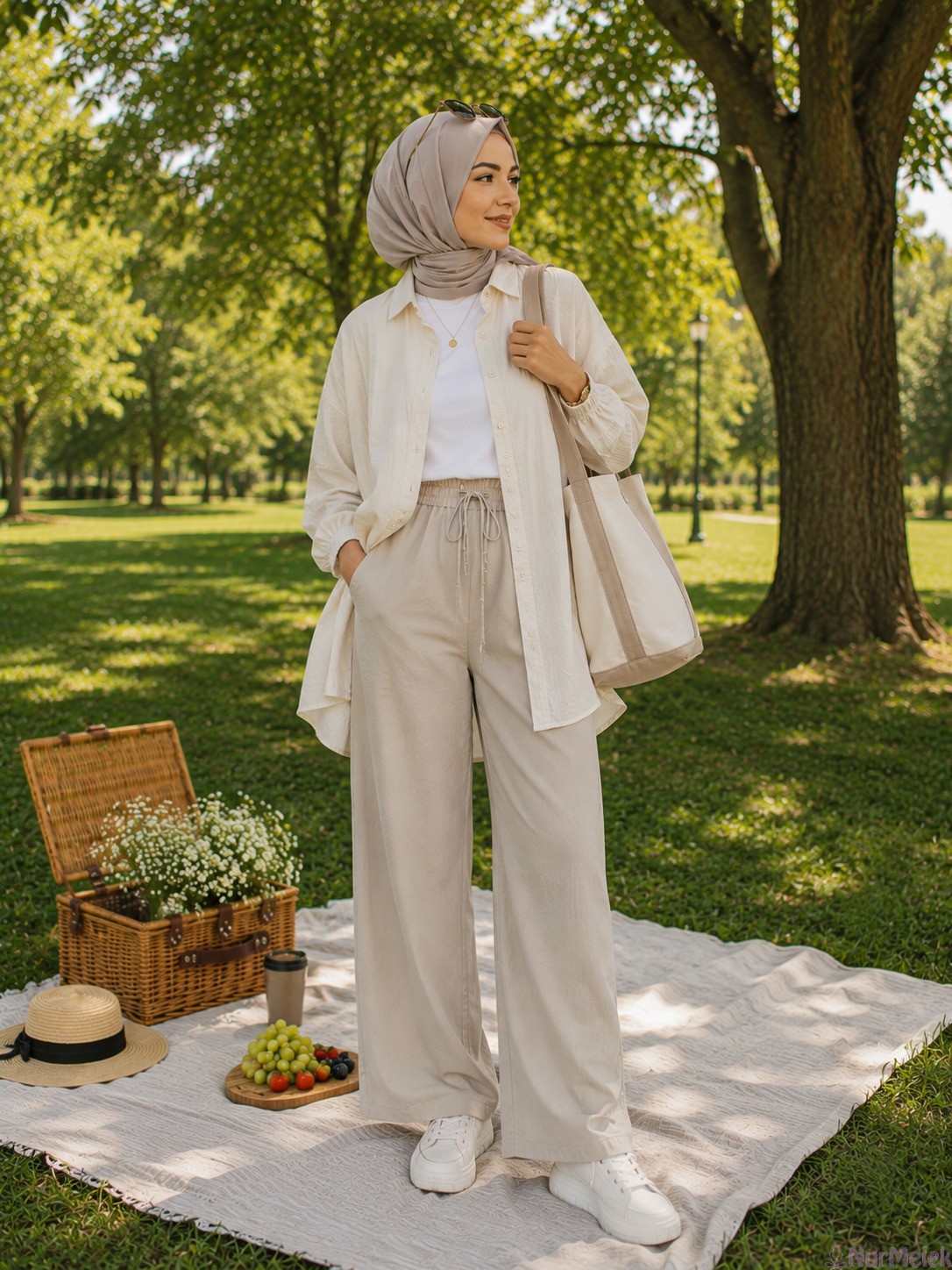 Rahat Tesettürlü Piknik Kombini Pantolonlu