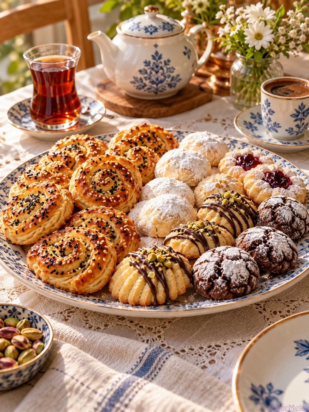 Ev yapımı tuzlu ve tatlı kurabiye sunum tabağı