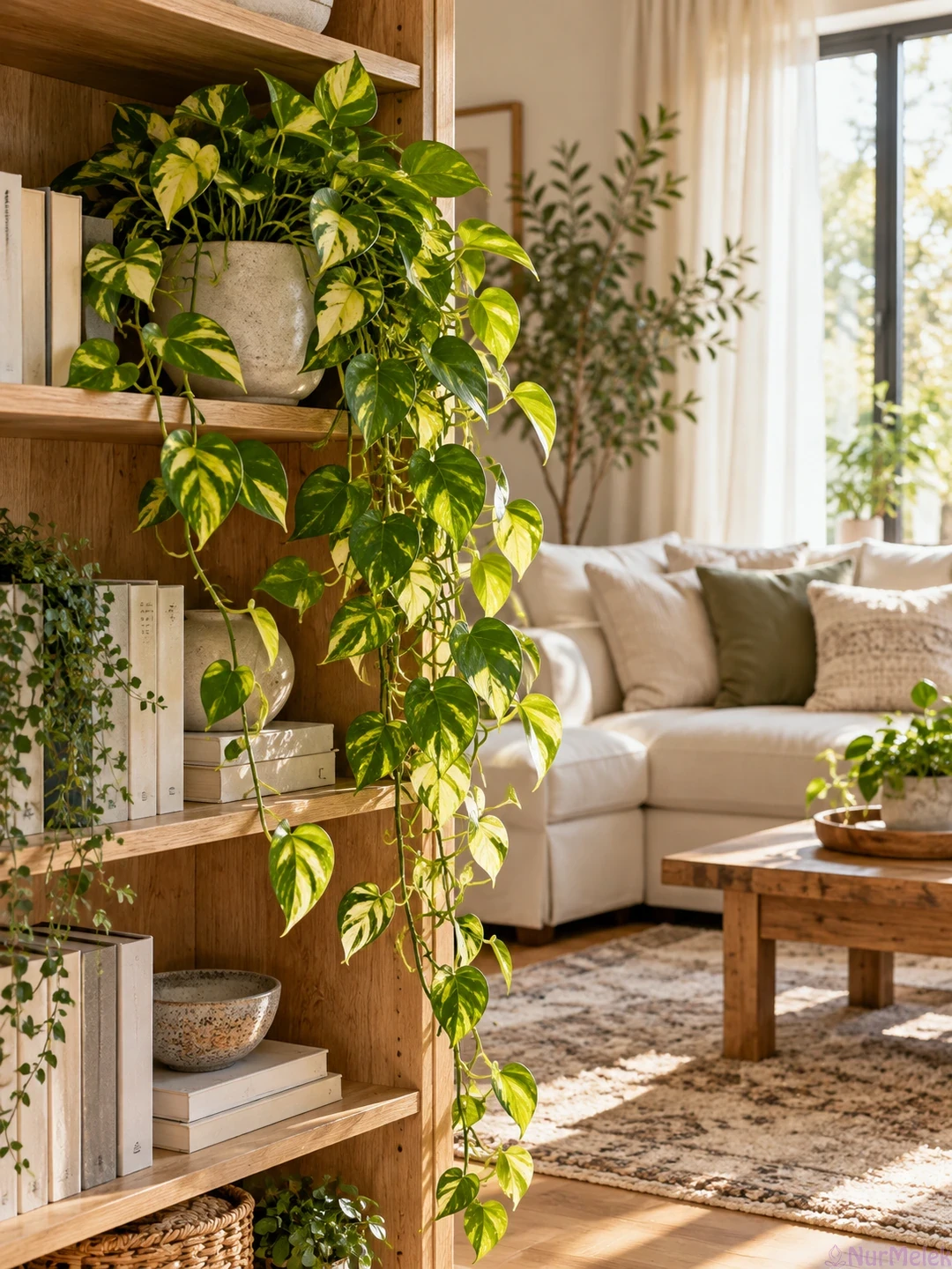 Evde kolay yetişen yeşil bitkiler salon sarmaşığı pothos